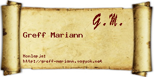 Greff Mariann névjegykártya